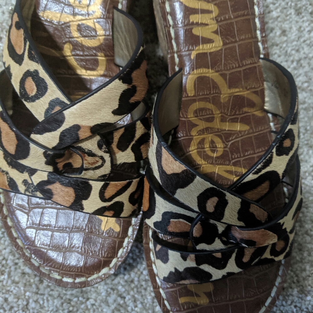 Sam Edelman Leopard Platform 3" Wedge Slides 9.5 - Picture 4 of 7
